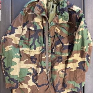 Vintage military COAT, COLD WEATHER: FIELD, CAMOUFLAGE PATTERN